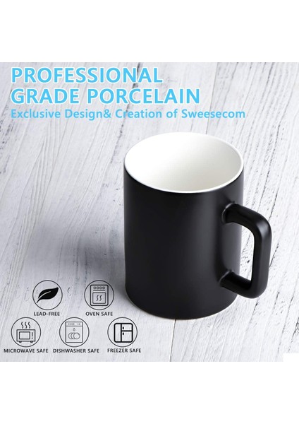 Seramik Bardak, Pürüzsüz Buzlu Porselen Kupa, Kahve Kupaları, Çay Bardağı, Ofis ve Ev Için, Sağlık Hediyesi, Maksimum Kapasite 13OZ, Siyah, Tekli (Yurt Dışından) modelleri