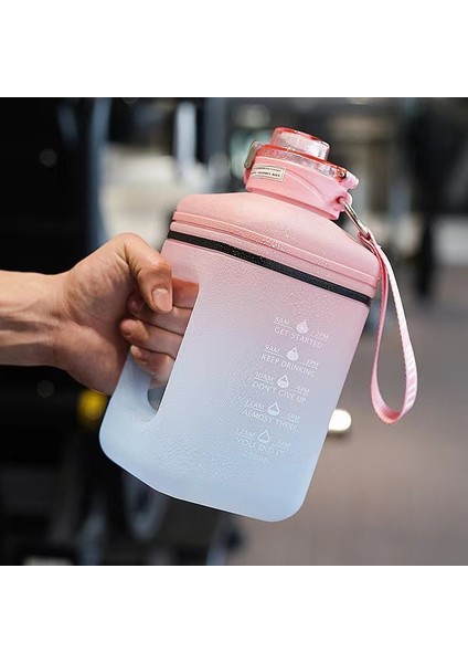 Ton Ton Bardak Kova Pot Süper Büyük Kapasiteli Spor Açık Hava Sporları Su Şişesi Plastik Soğuk Su Bardağı 2.2l Degrade Toz (Yurt Dışından)