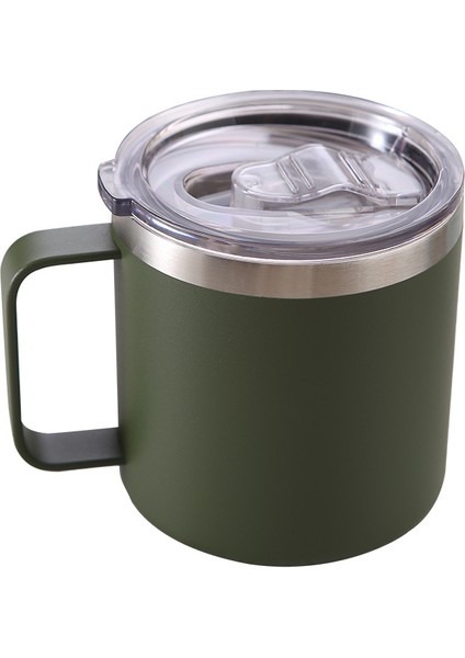 12OZ Saplı ve Sürgülü Kapaklı Kahve Kupa, Paslanmaz Çelik Seyahat Bardak Saplı Bardak, Sıcak ve Soğuk Içecekler Için Çift Duvar Vakum Yalıtımlı Kamp Kupası Çay (Yeşil） (Yurt Dışından)