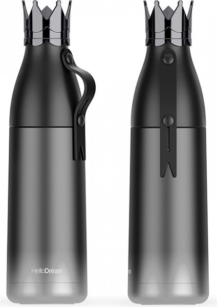 Yaratıcı Üç Boyutlu Taç Yalıtım Kabı Paslanmaz Çelik Mermi Yalıtım Su Bardağı Öğrenci Açık Butik El Fincan Siyah (Yurt Dışından)