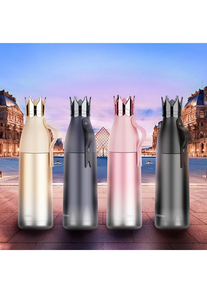 Yaratıcı Üç Boyutlu Taç Yalıtım Kabı Paslanmaz Çelik Mermi Yalıtım Su Bardağı Öğrenci Açık Butik El Fincan Siyah (Yurt Dışından) fırsatları