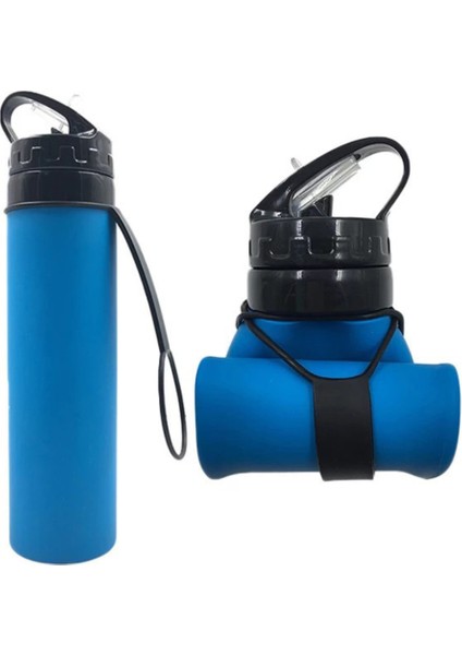 Katlanabilir Su Şişesi - Sızdırmaz Döner Kapaklı - Bpa Içermez, 22 Oz (Mavi) (Yurt Dışından)
