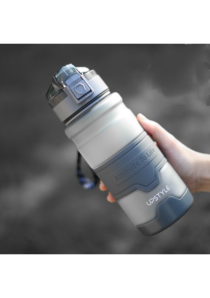 Tritan Malzeme Büyük Kapasiteli Taşınabilir Düşme Önleyici Spor Spor Şişesi Plastik Bardak 700 ml Gri (Yurt Dışından)