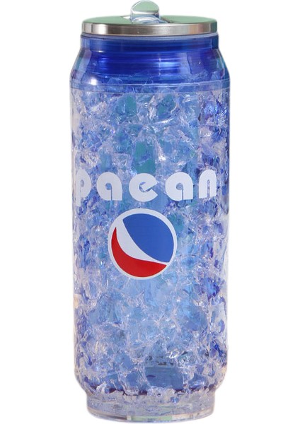 Net Kırmızı Yaratıcı Kola Can Su Bardağı Çift Katmanlı Plastik Pipetli Bardak Öğrenci Taşınabilir Ezilmiş Buz Bardağı Soda Bardağı Spor Su Şişesi (Mavi) (Yurt Dışından)