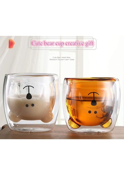 Sevimli Kupalar Ayı Çay Kahve Fincanı Süt Çift Çift Duvar Cam Kupalar Komik Sevgililer Günü Doğum Günü Hediyeleri Sizin Için, Şeffaf Renk (Yurt Dışından) fiyatları
