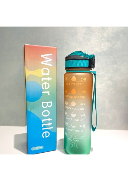 Yaratıcı Degrade Uzay Fincanı Plastik Fırçalama Taşınabilir Açık Eşlik Eden Spor Zıplayan Su Isıtıcısı Turuncu 1000 ml (Yurt Dışından)