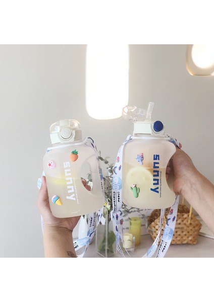 Süper Büyük Kapasiteli Spor Su Bardağı, Yoga Şişesi, Tonluk Varil, Yüksek Değerli Uzay Bardağı, Şeffaf Beyaz + 3D Bardak Etiketi + Bardak Kemeri 1000ML (Yurt Dışından) fiyatları