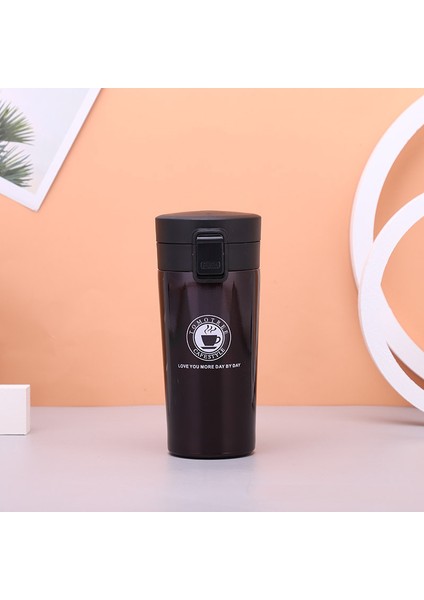 Sıçrama Kapak Paslanmaz Çelik Kahve Fincanı Çift Katmanlı Büyük Kapasiteli Araba Kupa Tatil Hediyesi, 380 ml (Yurt Dışından)