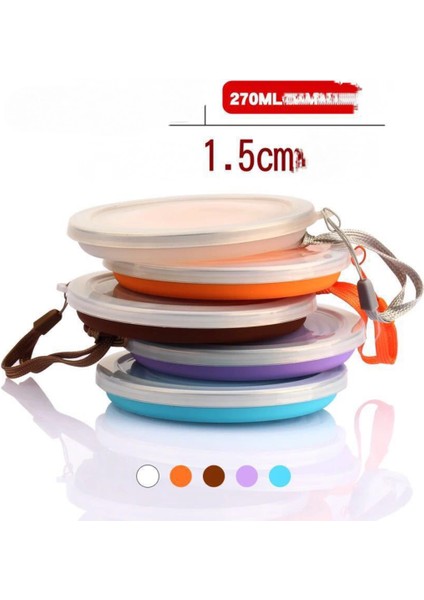 Silikon Katlanabilir Seyahat Kupası - Kapaklı Silikon Katlanır Kamp Bardağı - Genişletilebilir Içme Bardağı Seti - Taşınabilir, Dereceli [9.22OZ]（KAHVERENGI） (Yurt Dışından) fırsatları