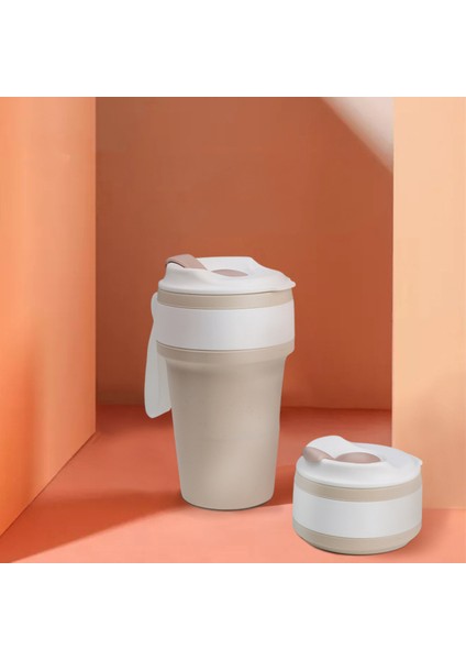 Katlanabilir Kahve Fincanı, Taşınabilir Katlanabilir Seyahat Kupa, 15OZ450ML Dayanıklı ve Yeniden Kullanılabilir Kamp Kupası, Seyahat Için Pipetli ve Kapaklı Silikon Cep Bardak, Aç (Yurt Dışından)