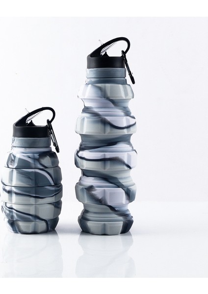 Yeni Katlanabilir El Bombası Su Şişesi Gıda Sınıfı Silikon Sürme Yürüyüş Su Şişesi Çantanıza Içme Seti ile Ordu Yeşil Kamuflaj 580 ml (Yurt Dışından) modelleri