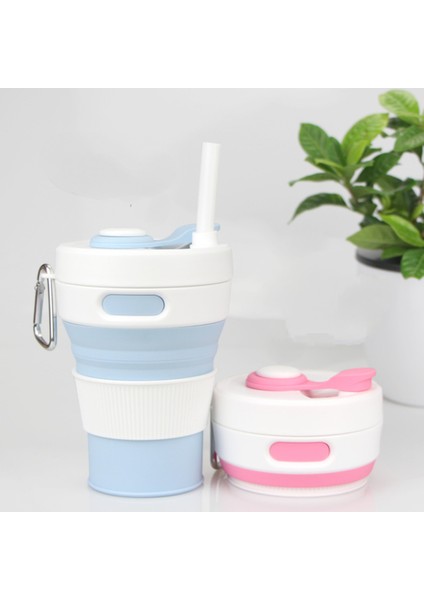 Katlanabilir Kamp Pipetli Bardak Silikon Katlanır Kahve Fincanı Spor Şişe Taşınabilir Seyahat Açık Araba 450 ml (Pembe) (Yurt Dışından) modelleri