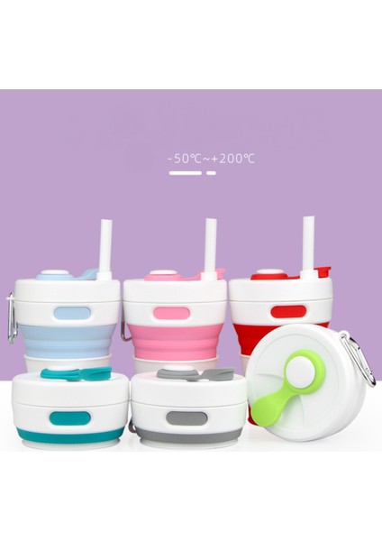 Katlanabilir Kamp Pipetli Bardak Silikon Katlanır Kahve Fincanı Spor Şişe Taşınabilir Seyahat Açık Araba 450 ml (Pembe) (Yurt Dışından) fırsatları