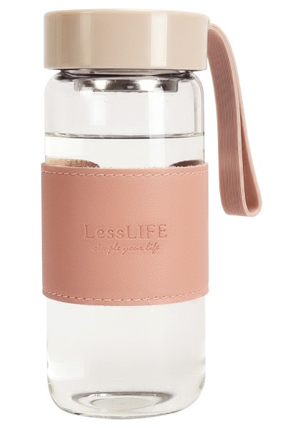 Bardak Kılıfı ile Cam Su Bardağı Kişilik Basit Mühürlü Taşınabilir Bardak Mercan Tozu 480 ml (Yurt Dışından)