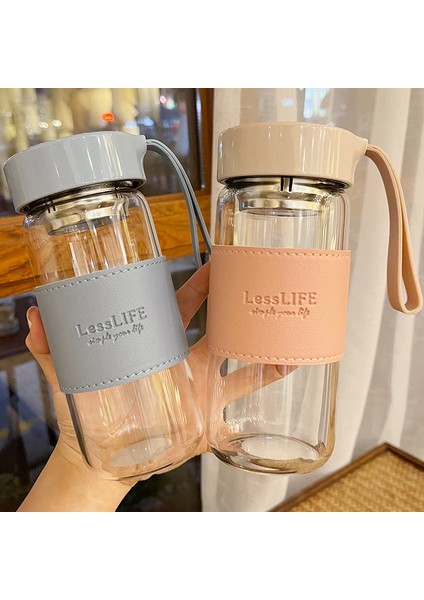 Bardak Kılıfı ile Cam Su Bardağı Kişilik Basit Mühürlü Taşınabilir Bardak Mercan Tozu 480 ml (Yurt Dışından) fiyatları