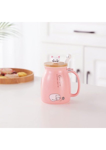 Kedi Kupa Güzel Kitty Kapaklı Sevimli Seramik Kahve Fincanı, Kedi Paw Kaşık, Kawaii Coaster, Yenilik Sabah Fincan Çay Süt Noel Kupa, Pembe (Yurt Dışından) fiyatları
