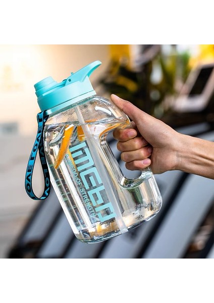 Yaz Yeni Plastik Bardak Spor Büyük Kapasiteli Spor Su Isıtıcısı Taşınabilir Açık Yüksek Sıcaklığa Dayanıklı Ton Ton Su Bardağı Çift Içme Kapaklı Saman Mavisi 2.2l (Yurt Dışından)