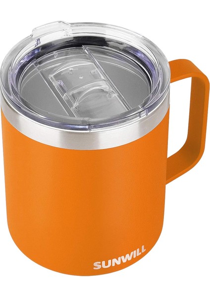 14 Oz Kahve Kupa, Kapaklı Vakum Yalıtımlı Kamp Kupa, Çift Duvar Paslanmaz Çelik Seyahat Tumbler Bardak, Kahve Termosu Dış Mekan, Turuncu (Yurt Dışından)