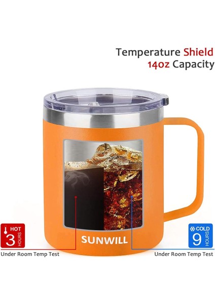14 Oz Kahve Kupa, Kapaklı Vakum Yalıtımlı Kamp Kupa, Çift Duvar Paslanmaz Çelik Seyahat Tumbler Bardak, Kahve Termosu Dış Mekan, Turuncu (Yurt Dışından) modelleri