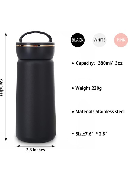 Vakum Yalıtımlı Sıcak Su Şişesi Paslanmaz Çelik Şişe Seyahat Kupa Kahve Fincanı 13 Oz, Siyah (Yurt Dışından) fırsatları