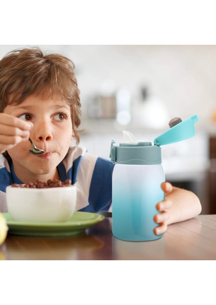 Çocuk Su Şişesi, Çift Duvar Vakum Yalıtımlı Paslanmaz Çelik Şişe, 24 Saat Soğutma ve 12 Saat Sıcak Tutma Beyaz-Yeşil (Yurt Dışından) fırsatları