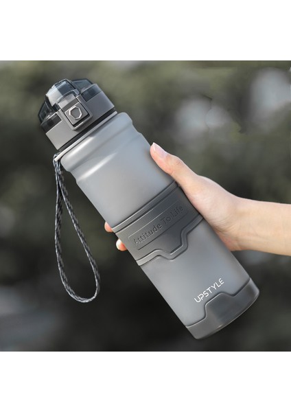 Tritan Malzeme Büyük Kapasiteli Taşınabilir Düşme Önleyici Spor Spor Şişesi Plastik Bardak 1000 ml Gri (Yurt Dışından)