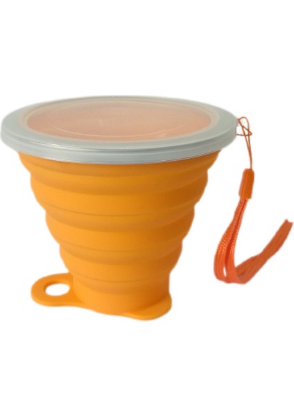 Silikon Katlanabilir Seyahat Kupası - Kapaklı Silikon Katlanır Kamp Bardağı - Genişletilebilir Içme Bardağı Seti - Taşınabilir, Dereceli [9.22OZ]（TURUNCU） (Yurt Dışından)