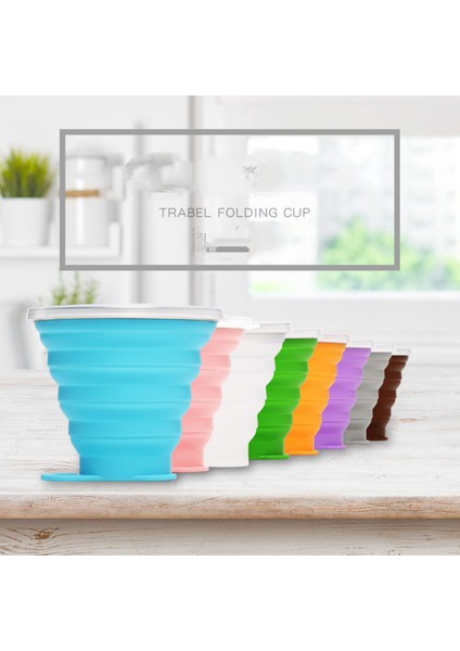Silikon Katlanabilir Seyahat Kupası - Kapaklı Silikon Katlanır Kamp Bardağı - Genişletilebilir Içme Bardağı Seti - Taşınabilir, Dereceli [9.22OZ]（TURUNCU） (Yurt Dışından)