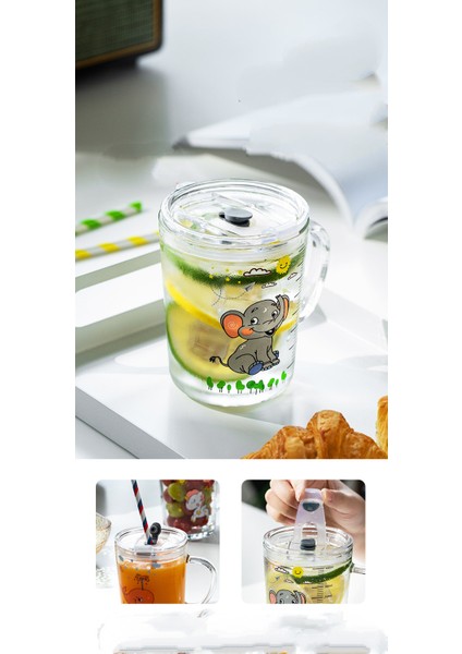 Lesgos Çocuklar Için Pipetli Süt Bardağı, 400 ml Şeffaf Cam Içmeyi Öğrenin Eğitmen Kupası, Küçük Çocuklar Yetişkinler Için Sızdırmaz Kapaklı Güzel Mikrodalga Güvenli Içme Kupa (Büy (Yurt Dışından) fiyatları