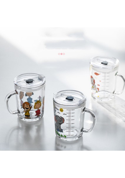 Lesgos Çocuklar Için Pipetli Süt Bardağı, 400 ml Şeffaf Cam Içmeyi Öğrenin Eğitmen Kupası, Küçük Çocuklar Yetişkinler Için Sızdırmaz Kapaklı Güzel Mikrodalga Güvenli Içme Kupa (Büy (Yurt Dışından) fırsatları