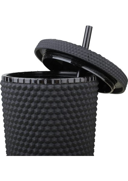 24OZ Çivili Çift Duvarlı Su Bardağı Saman Bardağı Kapaklı ve Sızdırmaz Kapaklı Saman Bardağı Buzlu Kahve Değiştirme Için Mükemmel Kullanım Yeniden Kullanılabilir (Mat Siyah, 24OZ) (Yurt Dışından) modelleri