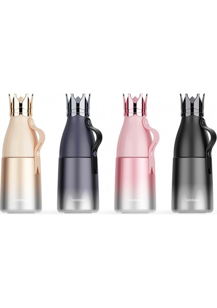 Yaratıcı Üç Boyutlu Taç Yalıtım Kabı Paslanmaz Çelik Mermi Yalıtım Su Bardağı Öğrenci Açık Butik El Bardağı BLACK350ML (Yurt Dışından)
