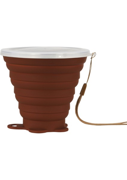 Silikon Katlanabilir Seyahat Kupası - Kapaklı Silikon Katlanır Kamp Bardağı - Genişletilebilir Içme Bardağı Seti - Taşınabilir, Dereceli [9.2oz] (Kahverengi) (Yurt Dışından)