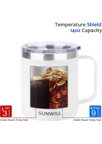 14 Oz Kahve Kupa, Kapaklı Vakum Yalıtımlı Kamp Kupa, Çift Duvar Paslanmaz Çelik Seyahat Bardak Bardak, Kahve Termos Açık Beyaz (Yurt Dışından) modelleri