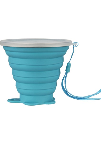 Silikon Katlanabilir Seyahat Kupası - Kapaklı Silikon Katlanır Kamp Bardağı - Genişletilebilir Içme Bardağı Seti - Taşınabilir, Dereceli [9,2oz] (Mavi） (Yurt Dışından)