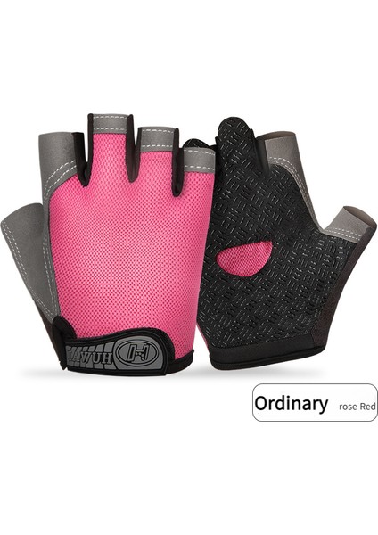 Motosiklet Binme Dağcılık Ekipmanıkaymaz Nefes Alabilir Darbeye Dayanıklı Doğa Sporları Yarım Parmak Eldiven (Xl, Gül Kırmızı) (Yurt Dışından)