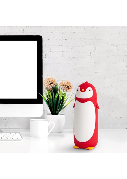 Penguen Paslanmaz Çelik Vakum Termos Seyahat Kupa Çay Su Şişesi Kahve Şişesi (Kırmızı) (Yurt Dışından) fırsatları