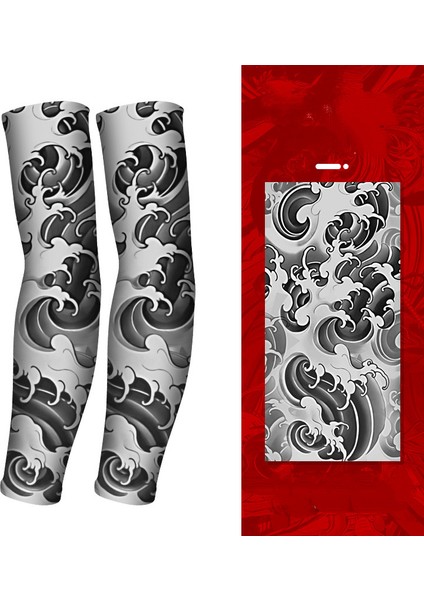 Serin Dövme Kollu Kol Çorapları, Sahte Geçici Dövme, Erkek Kadın Moda Vücut Sanatı Parti FAVOR-GP77012 Için Esnek Güneş Koruyucu Kapak (Yurt Dışından)