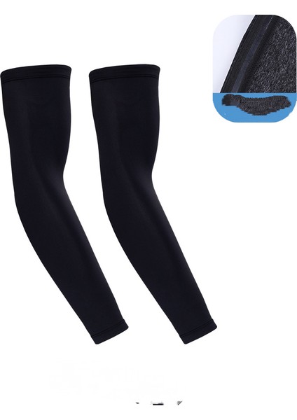 Açık Havada Sürme Buz Kollu Yaz Buz Algılamalı Düz Renk Nefes Alabilen Kol Koruyucu Kollu Buz Ipek Kaymaz Kollu Buz Kollu, Sıyah (Yurt Dışından)