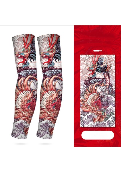 Serin Dövme Kollu Kol Çorapları, Sahte Geçici Dövme, Erkek Kadın Moda Vücut Sanatı Parti FAVOR-GP77013 Için Esnek Güneş Koruyucu Kapak (Yurt Dışından)