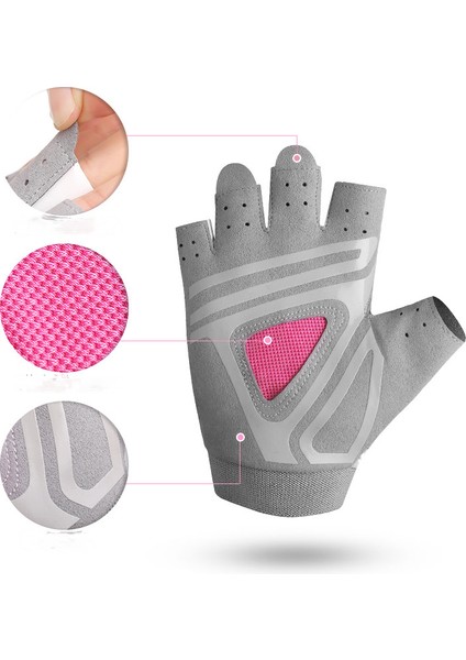 Yarım Parmak Bisiklet Eldiveni - Nefes Alabilir, Kaymaz - Parmaksız Şok Emici Eldiven, Erkek ve Kadın-Gri(S) (Yurt Dışından) fiyatları