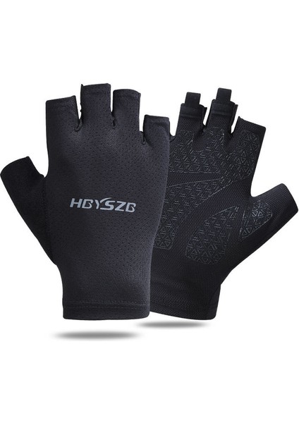 Yarış Eldiveni Kaymaz Jel Kısa Parmak Nefes Alabilir Yaz Eldiven Dağ Yol Bisikleti Sürme Bisiklet Koşu Eldivenleri-Siyah (L) (Yurt Dışından)