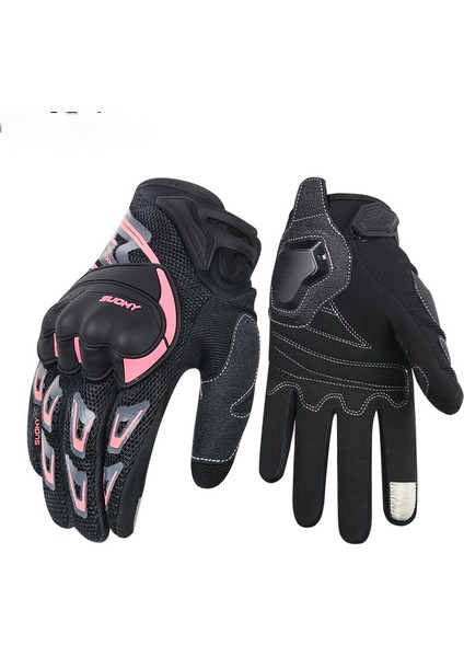 Xl Boyutu Pembe Yaz Motosiklet Eldivenleri Ince Örgü Nefes Alabilen Dört Mevsim Sürme Motosiklet Sürücüsü Anti-Düşme Off-Road Yarış Erkek Tam Parmak Bisiklet Eldivenleri (Yurt Dışından)