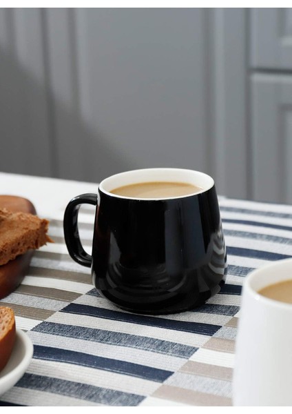 Kakao, Süt, Çay Veya Su Gibi Sıcak Veya Soğuk Içecekler Için Saplı 4 - 12 Ons Bardak Porselen Kahve Kupa Seti - Modern Tasarımlı Pürüzsüz Seramik, Siyah (Yurt Dışından) fırsatları