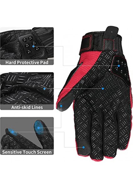 Motosiklet Eldivenleri Çelik Mafsal Motosiklet Atv Motokros Kir Bisiklet Yarışı Bmx Mx Yokuş Aşağı Taktik Eldiven Dokunmatik Ekran (M, Kırmızı) (Yurt Dışından) fırsatları