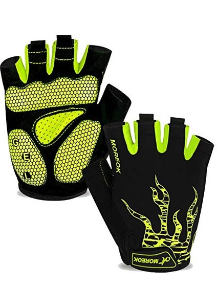 Saytay Bisiklet Eldiveni, Yarım Parmak Bisiklet Eldiveni Mtb Dh Yol Bisiklet Eldiveni Jel Ped Şok Emici Kaymaz Nefes Alabilir Motosiklet Dağ Bisikleti Eldiveni Unisex Kadın (Yeşil, (Yurt Dışından)