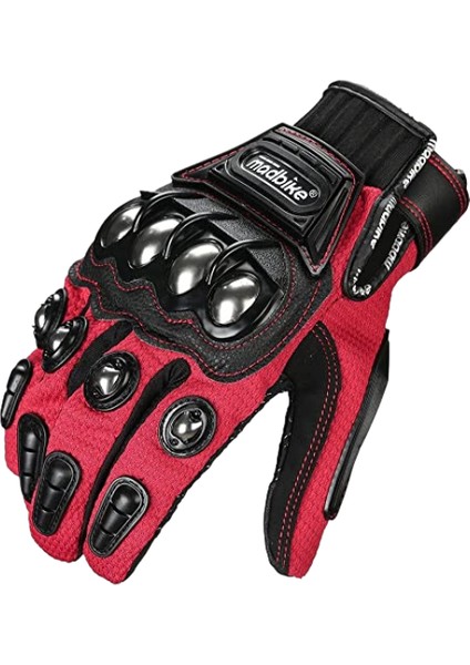 Motosiklet Eldivenleri Çelik Mafsal Motosiklet Atv Motokros Kir Bisiklet Yarışı Bmx Mx Yokuş Aşağı Taktik Eldiven Dokunmatik Ekran (Xl, Kırmızı) (Yurt Dışından)