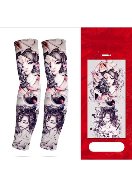 Serin Dövme Kollu Kol Çorapları, Sahte Geçici Dövme, Erkek Kadın Moda Vücut Sanatı Parti FAVOR-GP77014 Için Esnek Güneş Koruyucu Kapak (Yurt Dışından)