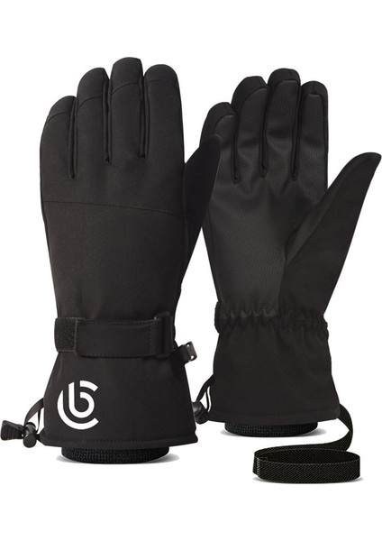 Motosiklet Eldivenleri Kış Sıcak Dokunmatik Ekran Su Geçirmez Rüzgar Geçirmez Koruyucu Giysi (L, Siyah) (Yurt Dışından)