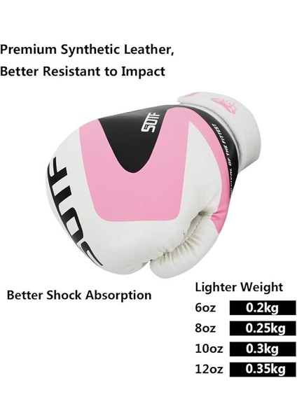 Eldivenler Erkek Boks Eldivenleri Ağır Hizmet Paketi Antrenman Eldivenleri Kadın Mma (Pembe) 6oz (Yurt Dışından) modelleri
